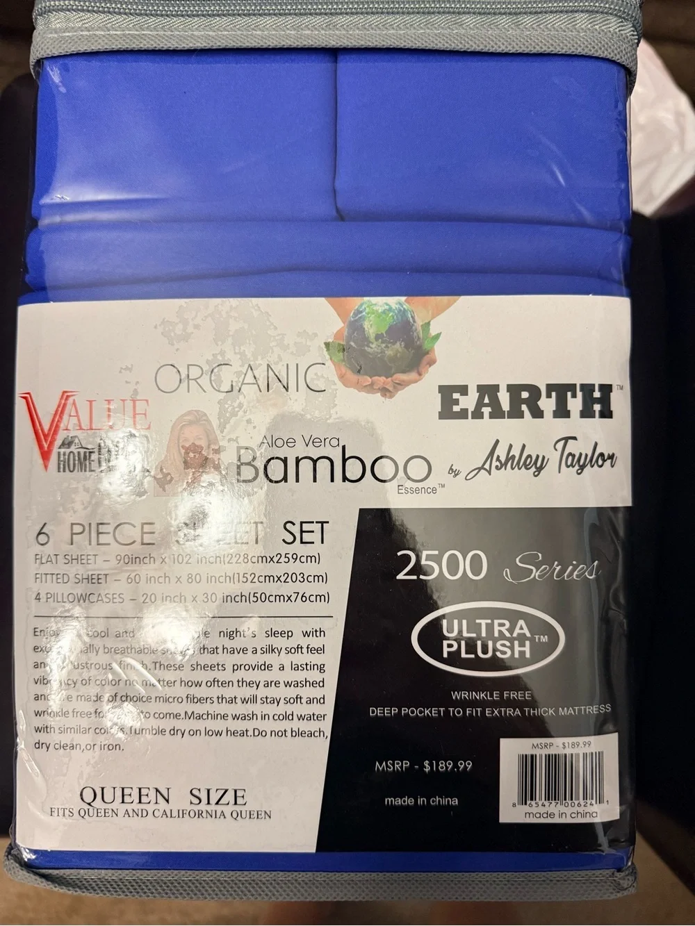 Ashley Taylor Royal Blue Bamboo Sheet Set - Queen. New.